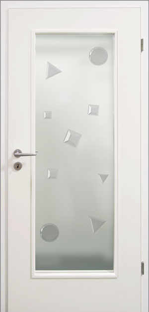 Holz-Diedrich GmbH - Türen-Spezialist - Zimmertüren - Tiffany- und Facett-Gläser - ELBE weiss - LA gross - Motiv F 5