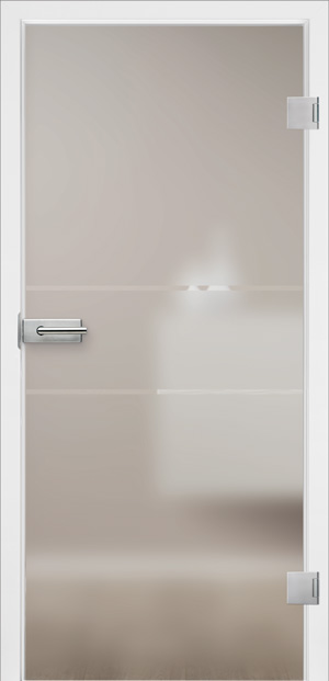 Holz-Diedrich GmbH - Türen-Spezialist - Zimmertüren - Ganzglas-Türen - LEINE 03 - Glas satiniert- Streifen klar