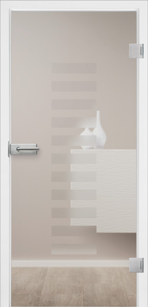 Holz-Diedrich GmbH - Türen-Spezialist - Zimmertüren - Ganzglas-Türen - Motiv Balken mittig - Glas-klar - Streifen satiniert