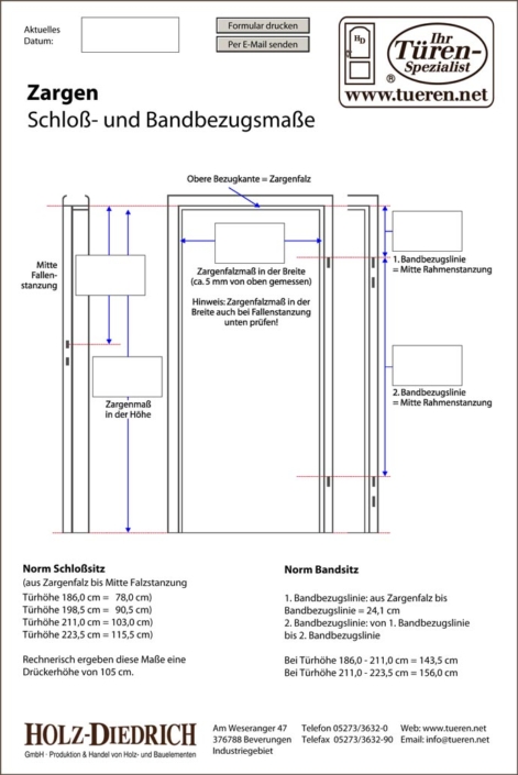Holz-Diedrich GmbH - Türen-Spezialist - Zargen - Schloß- und Bandbezugsmaße - Direkt-Link