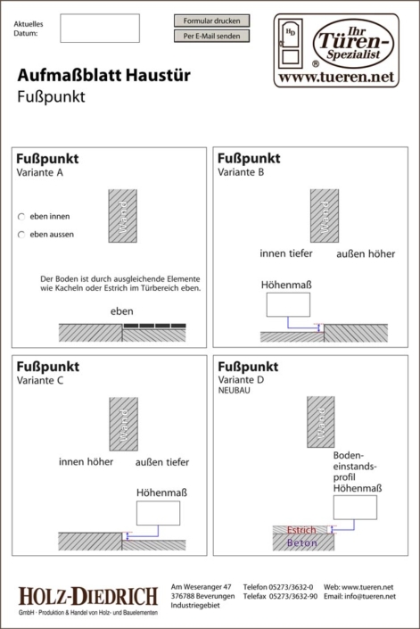 Holz-Diedrich GmbH - Türen-Spezialist - Haustür Fußpunkt festlegen - Direkt-Link