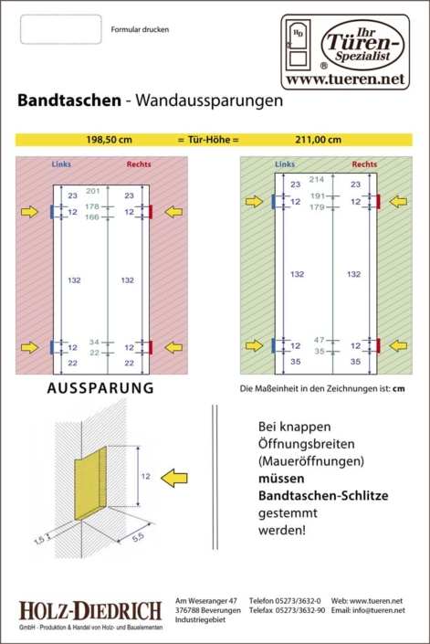 Holz-Diedrich GmbH - Türen-Spezialist - Zargen Bandtaschen - Wandaussparungen - Direkt-Link