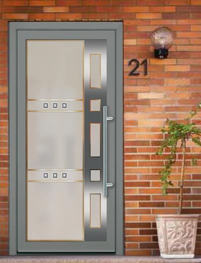 Holz-Diedrich GmbH - Türen-Spezialist - Sonderangebote - Beispiel Haustür mit Edelstahl-Applikationen
